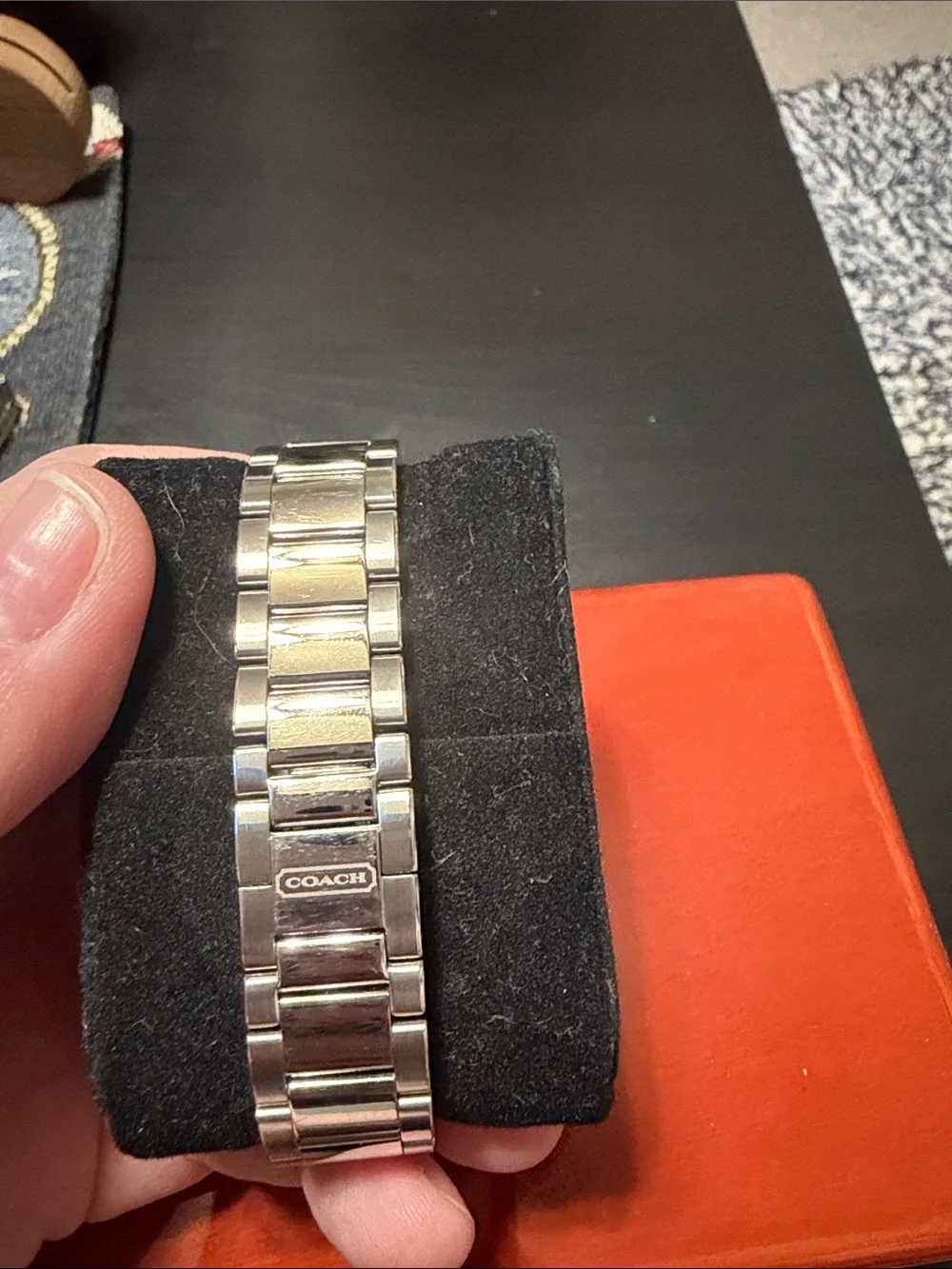 Coach Silver-Tone Signature Pattern Bracelet Watch